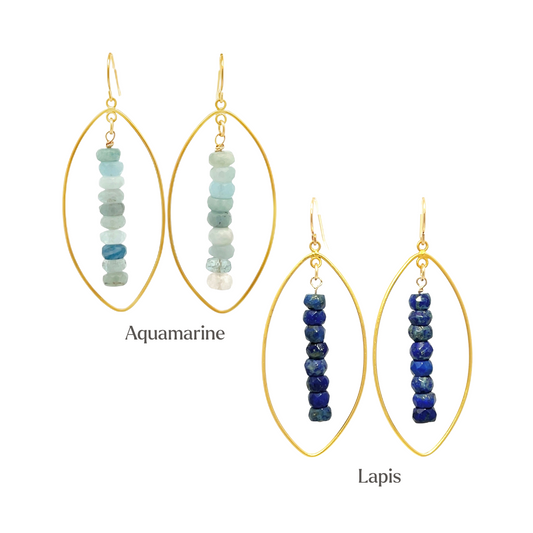 The Cleo Earrings: Aquamarine or Lapis