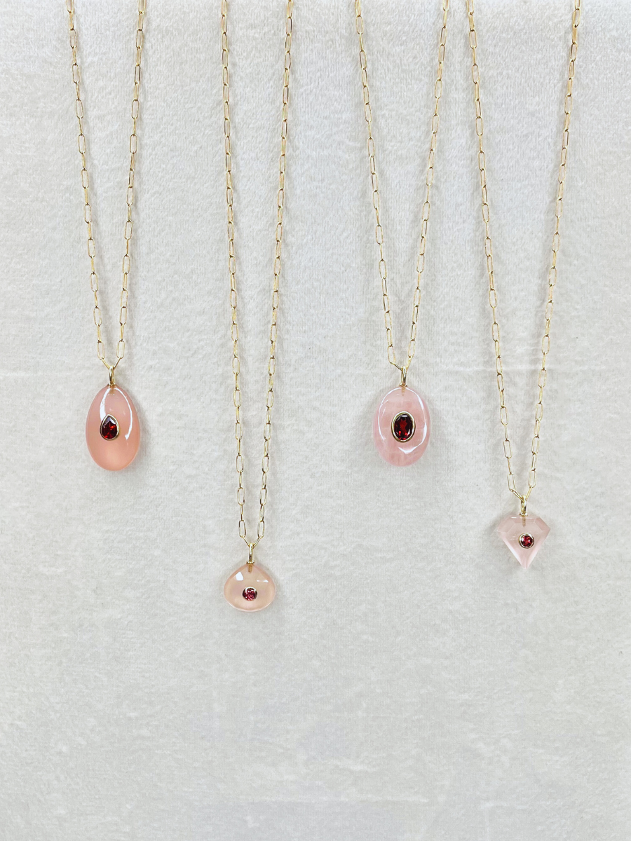 The Celeste Necklace: Rose Quartz
