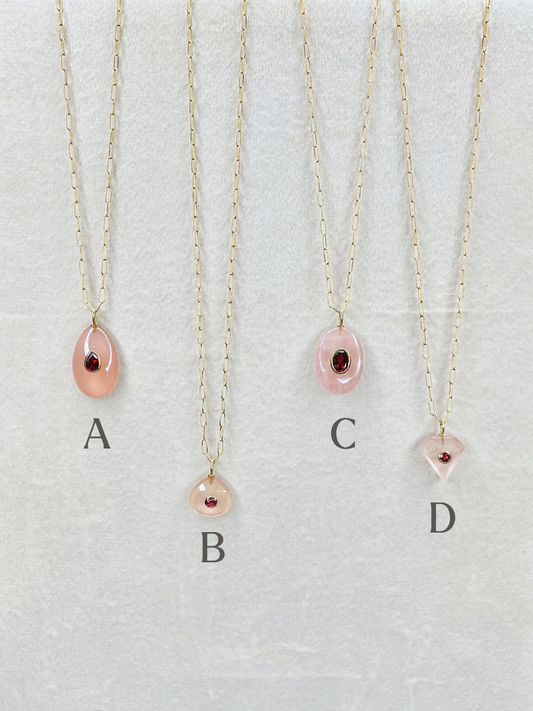 The Celeste Necklace: Rose Quartz