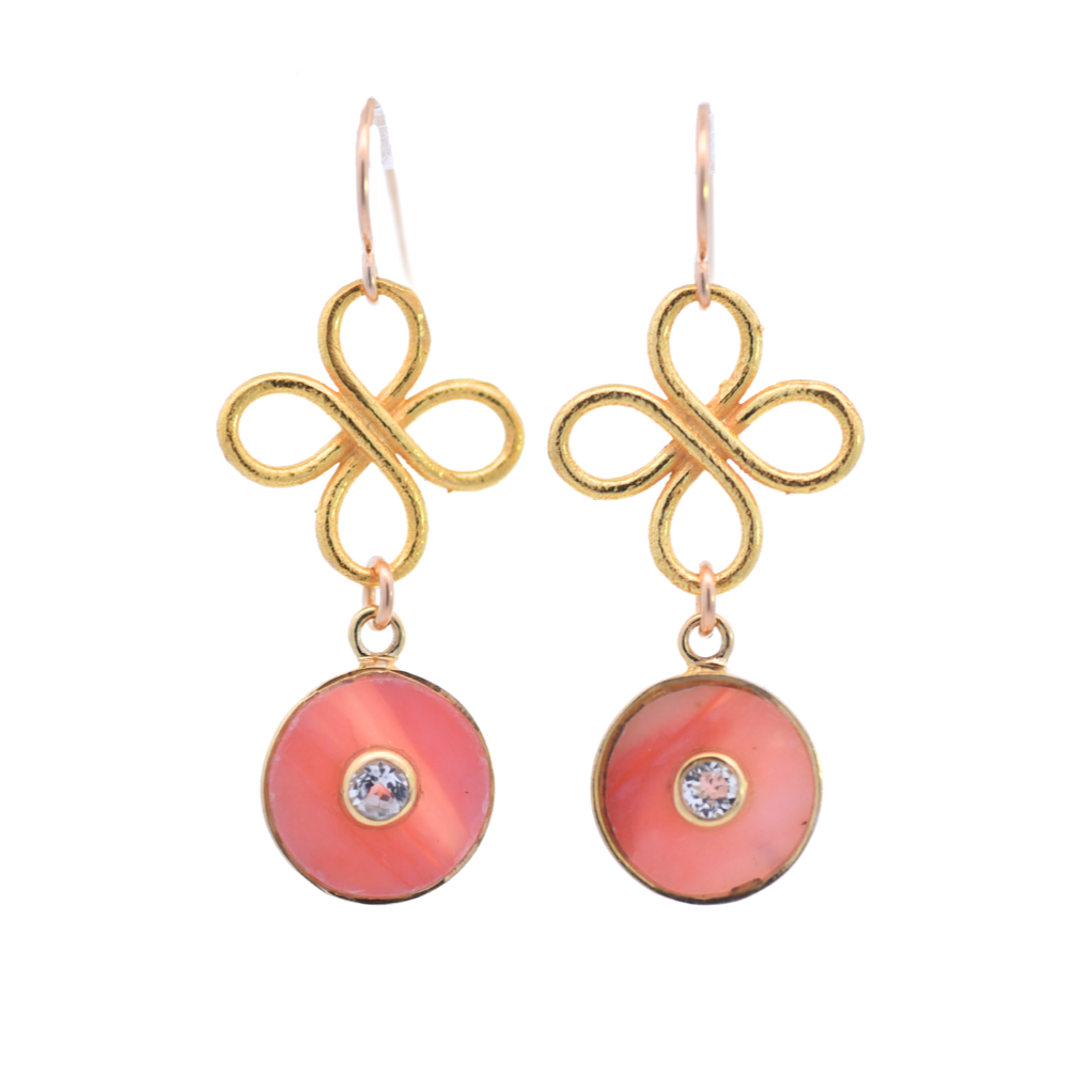 The Odette Earrings: Tigers Eye, Pink Opal or Malachite