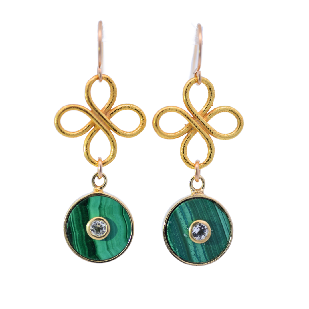 The Odette Earrings: Tigers Eye, Pink Opal or Malachite