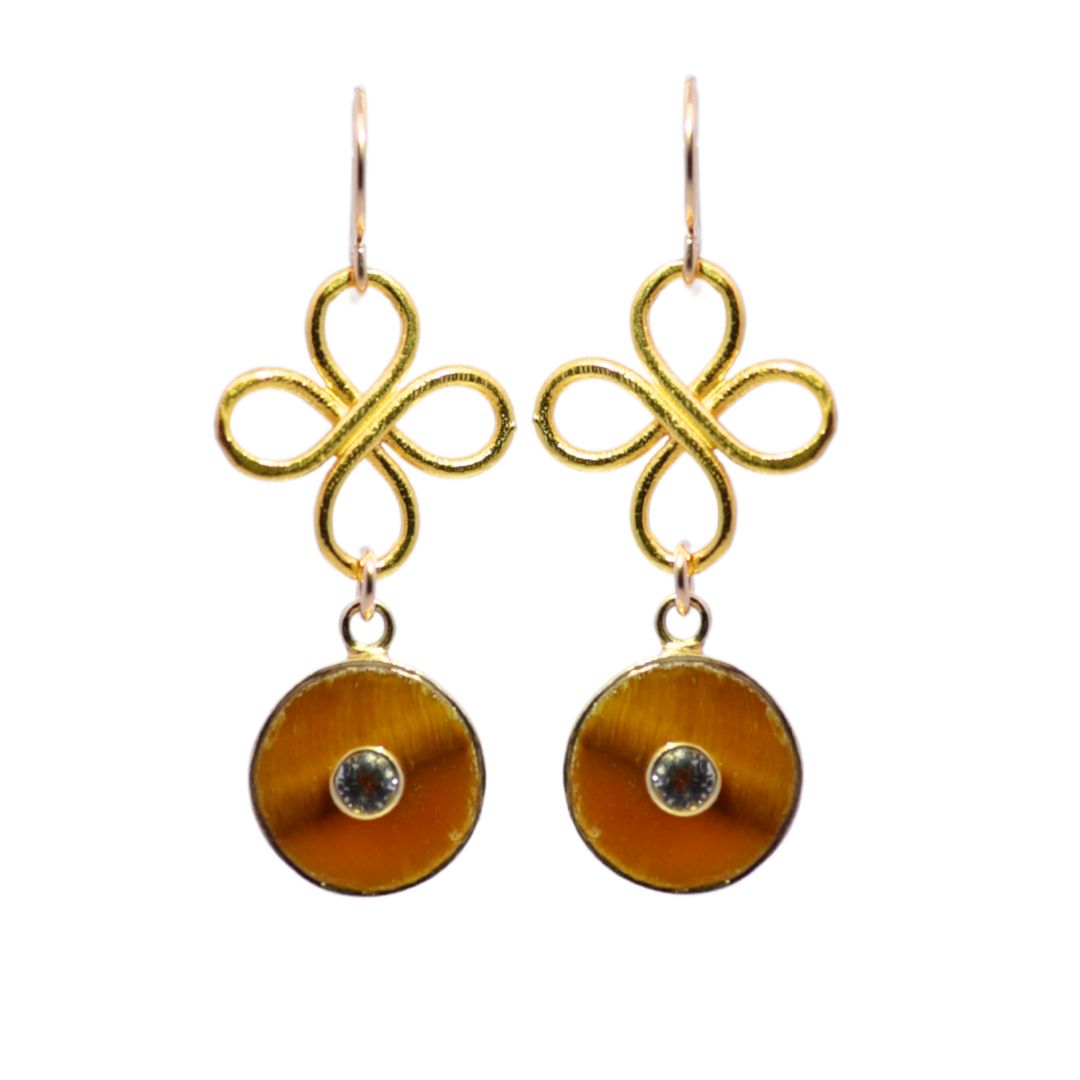 The Odette Earrings: Tigers Eye, Pink Opal or Malachite