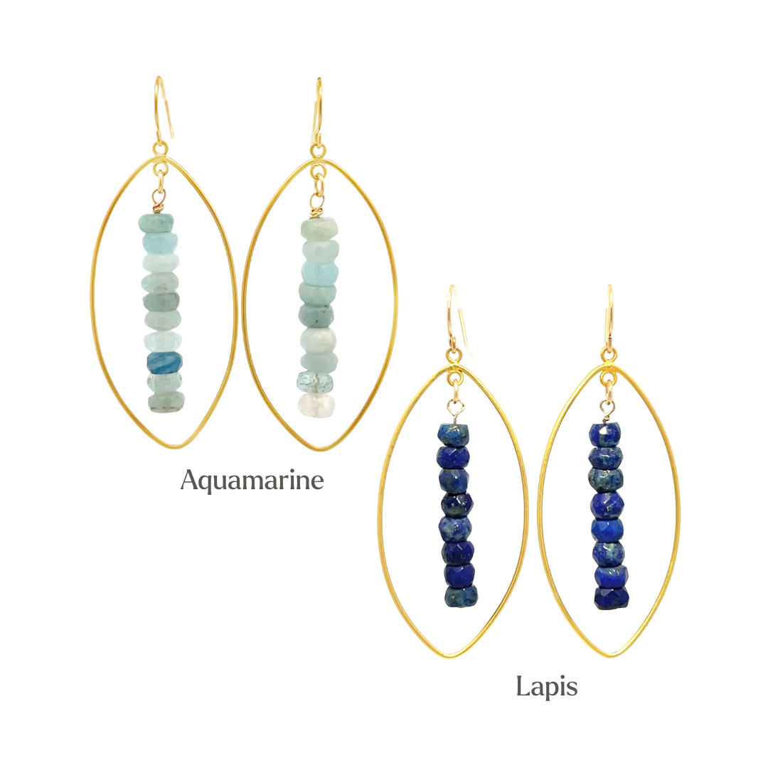 The Cleo Earrings: Aquamarine or Lapis