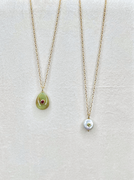 The Celeste Necklace: Jade or Mother of Pearl