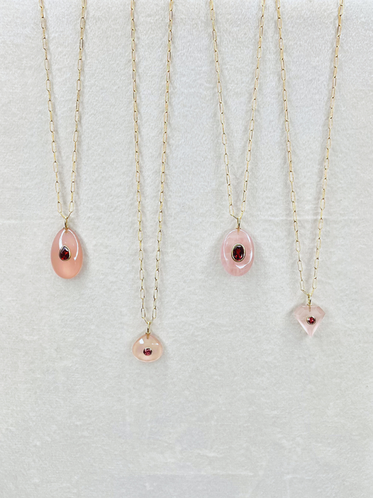 The Celeste Necklace: Rose Quartz