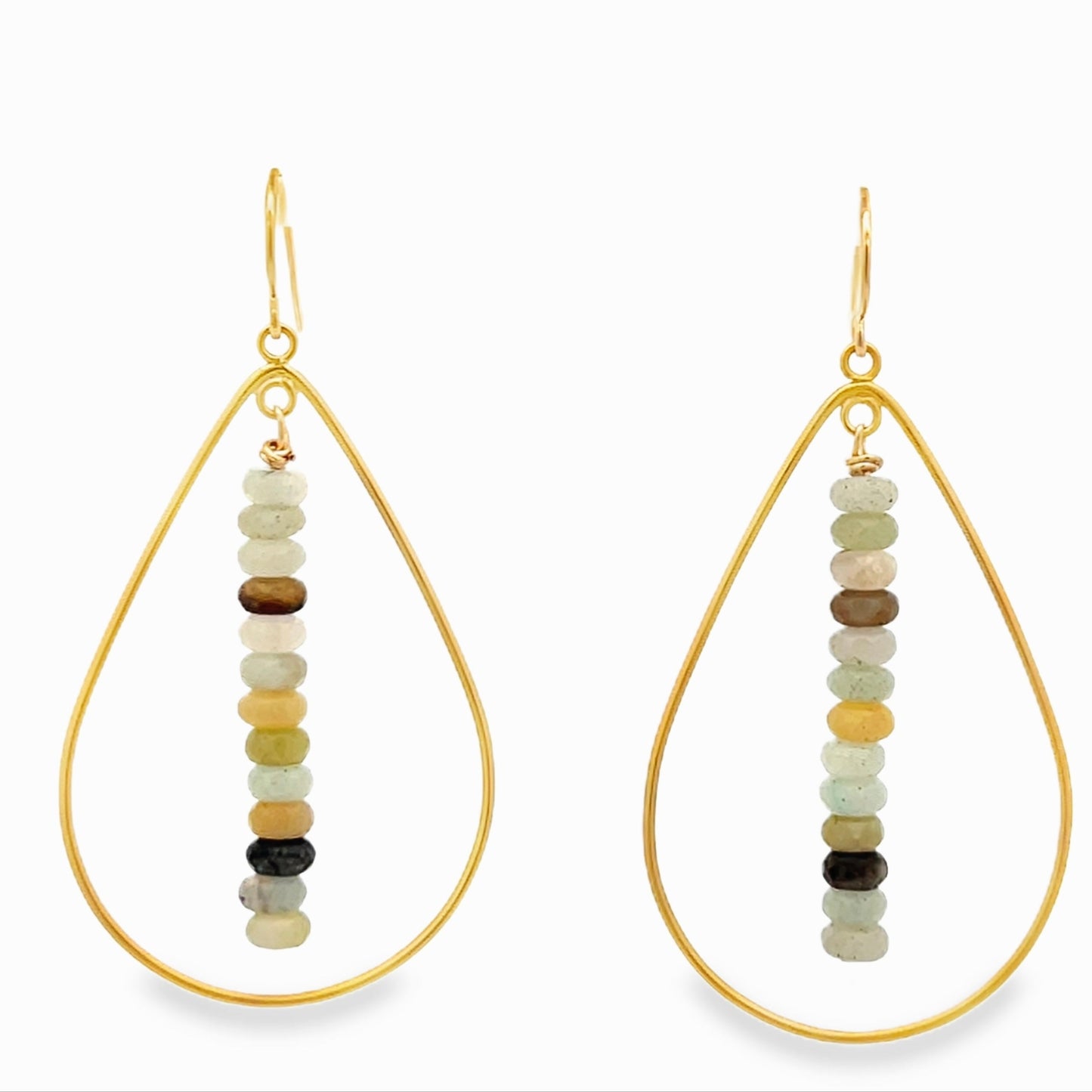 The Vera Earrings: Amazonite, Freshwater Pearl, or Labradorite