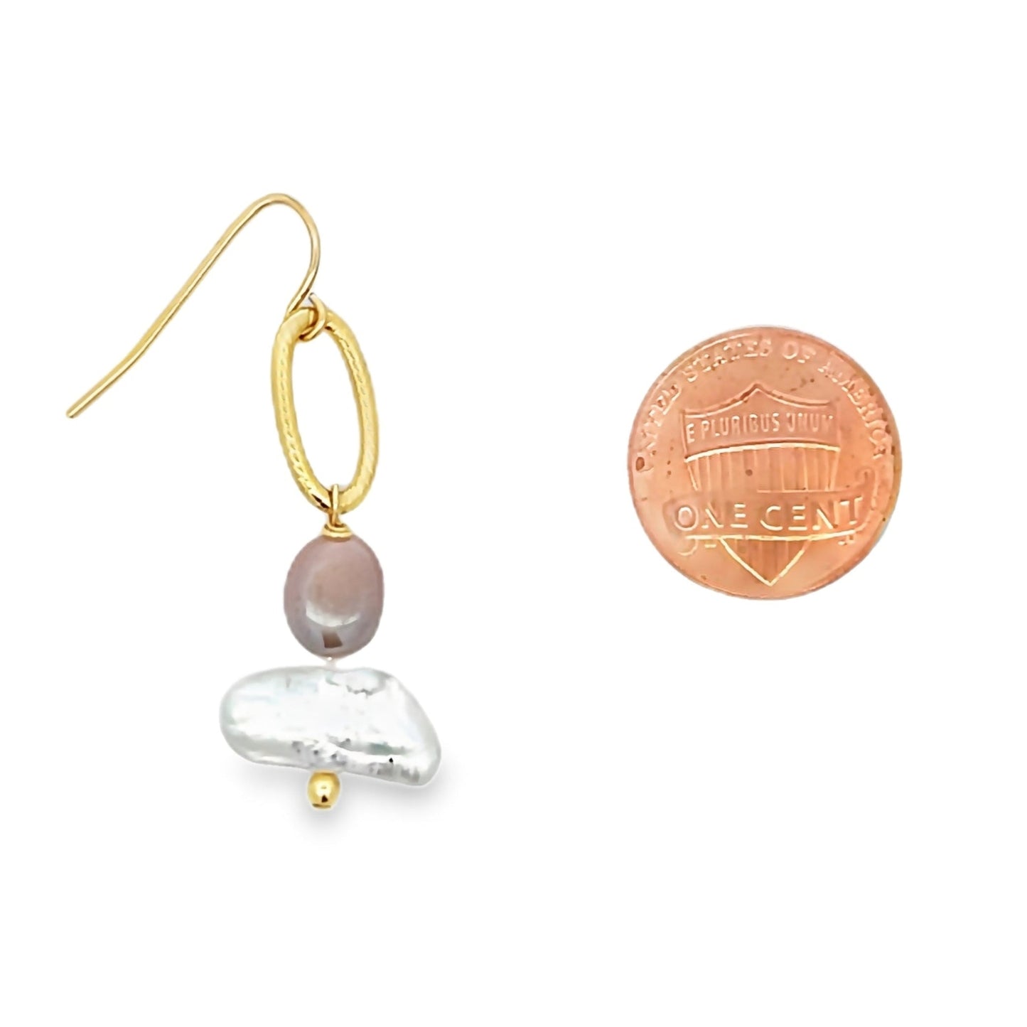 The Sabine Earrings: Freshwater Pearl + Moonstone